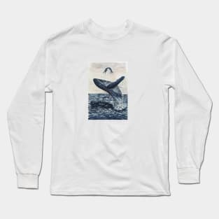 The Mermaid and the Whale Watercolour Painting Long Sleeve T-Shirt